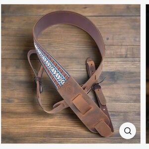 2inch cradle Deering Retro Leather Cradle Banjo Strap tribal blue colored